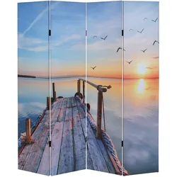 Foto-Paravent T234, Paravent Trennwand MVG-zertifiziert 180x160cm ~ Sonnenuntergang