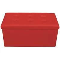 Mobili Rebecca Pouf mit Stauraum Kunstleder 38 x 76 x 38 cm Rot