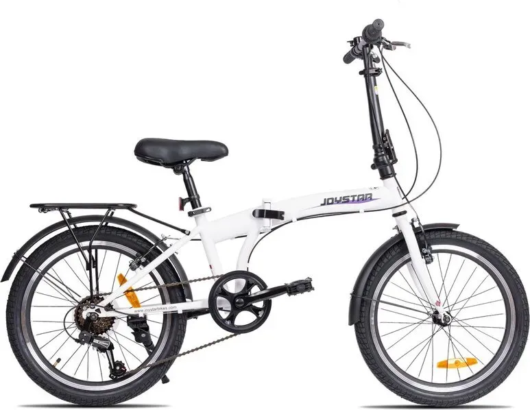 JoyStar, Super, 6-Gang-Faltfahrrad für Erwachsene, 20 Zoll, aus leichtem, hochwertigem Stahl, Doppel-V-Bremse, für Camping und Pendeln, Weiß