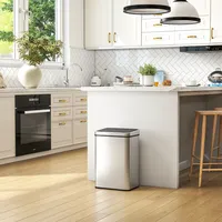 40-liter-sensor-abfalleimer, Soft-close-deckel, Automatischer Küchenabfalleimer, Edelstahl, Silber