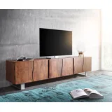 DeLife Live-Edge Lowboard 220 cm Braun Massivholz