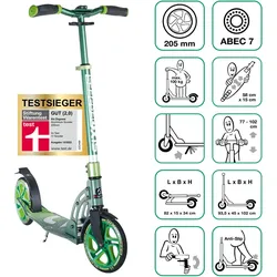 SIX DEGREES Aluminium Scooter 205 mm grün -TESTSIEGER- EINHEITSGRÖSSE