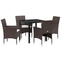 VidaXL 5-teiliges Garten-Essset Braun Poly-Rattan