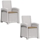vidaXL Gartenstuhl Liegesessel 2 pcs 2 x 0 x 0 cm Weiß/Taupe