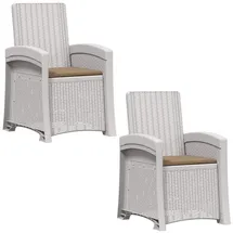 vidaXL Gartenstuhl Liegesessel 2 pcs 2 x 0 x 0 cm Weiß/Taupe