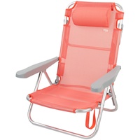 AKTIVE 62628 62628-Strandstuhl klappbar, Beach, Strandstuhl niedrig, mit Kissen, Liegestuhl, 5 Positionen Koralle, mit Tragegriff, 60 x 47 x 83 cm, Höhe 21 cm, Metall Other, Flamingo X1