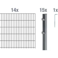 GAH Alberts Alberts Doppelstabmatten-Grundset 28 m 200 x 80 cm 6/5/6 anthrazit