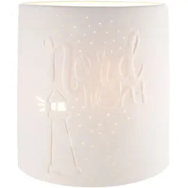 Gilde Deko Tischlampe Leuchte Nordlicht mit Leuchtturm -Porzellan, weiss E14 Fassung, max. 40 Watt - Höhe 20, 5 cm, 32315, Weiß