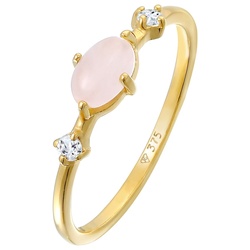 Elli PREMIUM Rosa Quarz Topas Edelstein Klassik 375er Gelbgold Ringe   Damen 