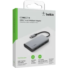 Belkin USB-C 4-in-1 Multiport Adapter, grau