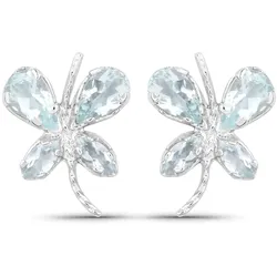 Vira Jewels Ohrringe 925/- Sterling Silber Aquamarine hellblau  . weiß Damen 