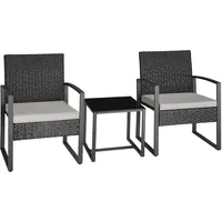 Tectake Rattan Sitzgruppe 2-tlg. Schwarz
