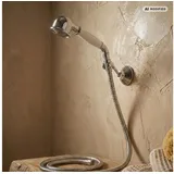 PaulGurkes Brausegarnitur Retro Nostalgie Handbrausen Set Duschkopf Brauseschlauch Halter