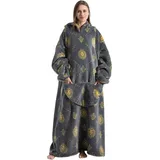 Yzehomijia Lange Hoodie Decke mit Ärmeln für Damen & Erwachsene - Kuscheldecke mit Ärmeln - Weiche & Warme Decke zum Anziehen als Geschenk für Damen Herren.(Grey Lion)