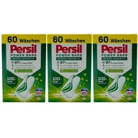 Persil Power Bars Universal Waschmittel (3 x 60 Waschladungen), vordosiertes Vollwaschmittel in nachhaltiger Verpackung, für hygienisch reine Wäsche bereits ab 20° C