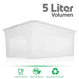 BigDean 5 Stück Aufbewahrungsbox mit Deckel 5L robust & stapelbar Plastikbox transparent Germany