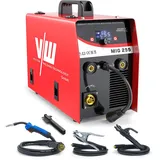 VECTOR WELDING MIG Schweißgerät 255A, Fülldraht Schweissgerät, Leistungsstarkes Kombigerät mit MCU, IGBT-Technologie und digitalem Display (rot)