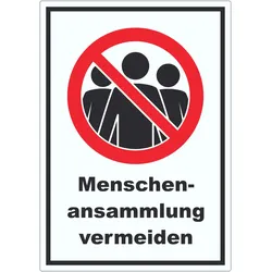 HB-Druck Menschenansammlung vermeiden Symbol und Text Aufkleber A3 (297x420mm)