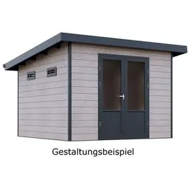 Wolff Finnhaus WPC Gartenhaus Terra 3030 Anthrazit/Hellgrau