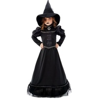 CHAKS Hexen-Kostüm Schwarze Hexe Magic Black Witch Halloween mit Hut für Kinder 116 - 116
