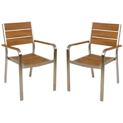 Stapelstuhl Garten Balkon Champagner Teak-Optik