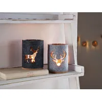 Frank Flechtwaren Windlicht Hirsch, 2er Set Winter, Herbst, Deko,