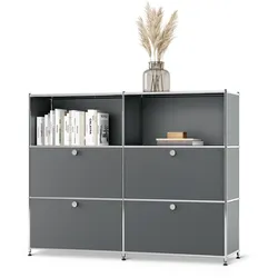 Tchibo - Kommode Metall »Cn3« mit versetzbaren Klappenfächern - 152x40x120,5cm - chrom - Stahl / Stahl / Aluminium