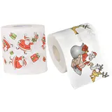Lustiges Klopapier Weihnachts Toilettenpapier 2 Rollen Santa Claus bedruckte Weihnachtstoilette Roll Frohe Weihnachten Toilettenpapier für Badezimmer Party Gefälligkeiten