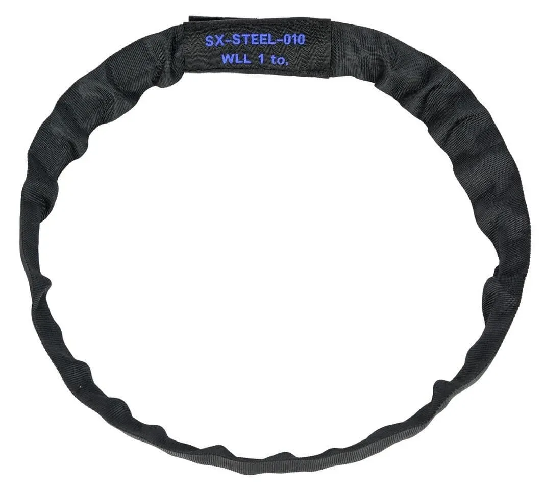 SAFETEX Blackline SX-STEEL Rundschlinge WLL 1 to - mit Stahlseil-Einlage, Umfang 1,00 Meter, schwarz