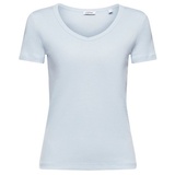 Esprit Baumwoll-T-Shirt mit V-Ausschnitt Hellblau, S