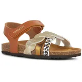 GEOX J Adriel Girl B Sandal, Cognac/Platinum, 26 EU