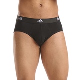 adidas Herren Slip, (3er Pack) Unterhosen (Gr. S - Briefs, Active Flex Cotton, Logo, einfarbig Schwarz, M