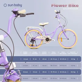 SUN BABY Mädchen fahrrad 20 Zoll mit SHIMANO 6-Gang Flower Bike lavendel - Violett