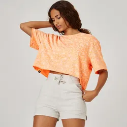 T-Shirt Crop Top Damen - 520 orange, orange, M