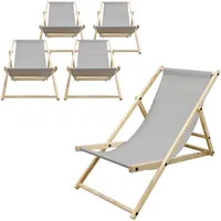 ECD Germany ECD-Germany Strandliege, Hellgrau, Holz, 52x83x117 cm, Gartenmöbel,
