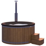 Wolff-Finnhaus Wolff Finnhaus Badebottich Hot Tub Typ 5 Ø 225 cm mit Acrylwanne, Massagesystem, Luftsprudelsystem & LED-Beleuchtung Acrylwanne in schwarz Thermoholz