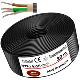 MAS-Premium® Erdkabel Deutscher Marken-Elektrokabel Ring zur Verlegung im Erd- und Außenbereich Standard Starkstromkabel (NYY-J 4x16 mm2, 20m)