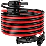 10M Solarkabel 4mm2 PV Kabel 4mm2, 2×Solar Kabel Solarkabel 10M Photovoltaik Kabel für PV Module(Rot-und-Schwarz)