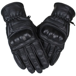 Alpha Speeds Motorradhandschuhe Biker Motorrad Leder Handschuhe Custom Vintage Handschuhe Schwarz (mit hervorragendem Grip) + Touchscreen Funktion in Schwarz
