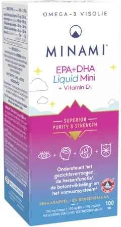 Minami EPA+DHA Liquid Mini + Vitamin D3 Orangen- Und Beerengeschmack 100ml