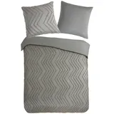 PURE luxury collection Zigzag Uni Grau 135 x 200 cm + 2 x 80 x 80 cm