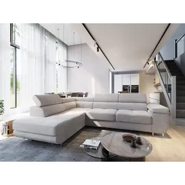 masseno Ecksofa APIRO L-S mit Schlaffunktion L-Form, Sofa mit Bettkasten, Wohnzimmersofa, Couch, Soffa, Bettsofa, Couchgarnitur- Creme, Kordstoff