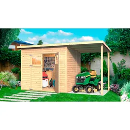 BERTILO Amrum 3 3,86 x 1,8 m natur inkl. Anbaudach