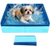 YEAMLTE Hundepool Klein Faltbar 50x10cm Katzenpool Kratzfest Verschleißfest Hundeplanschbecken Sommer Hunde Schwimmbad aus PVC Geeignet zum Baden und zur Aufbewahrung (Blau)