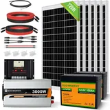 3kWh Solarsystem 720W 24V mit Solar Wechselrichter und Batterie netzunabhängig für Wohnmobil: 6 120W Solarmodul + 2 Stücke 100Ah Lithiumbatterie +