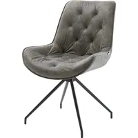DeLife Esszimmerstuhl Taimi-Flex Mikrofaser Grau Antik Kreuzgestell konisch Schwarz,