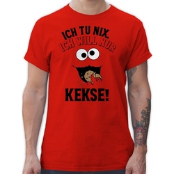Shirtracer T-Shirt Ich tu nix Ich will nur Kekse – Keksmonster Karneval Outfit rot M