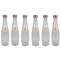 Buri 6x Glasflasche 1L mit Schraubdeckel Flasche Schraubverschluss Saft