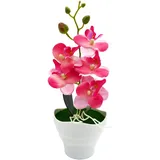 duoyif Kunstblume Orchidee Im Topf Höhe 27 cm Künstliche Blumen Bonsai Deko, Orchideen Künstlich Wie Echt, Kunstblumen Orchideen Für Wohnzimmer Badezimmer Büro Tisch Dekoration (Orchidee rosa d)