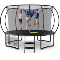 MERACH Trampolin Outdoor 305 cm/366 cm/427 cm/488 cm, Trampolin Sicherheitsnetz und Basketball, MaxLoad 150KG Bodentrampolin Outdoor Gartentrampolin
